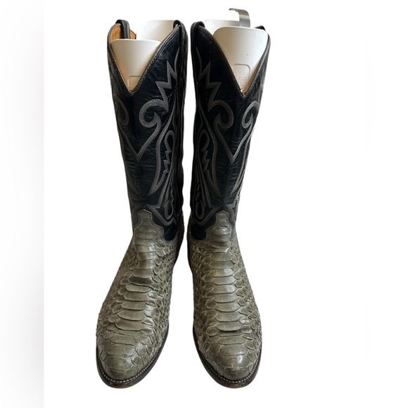 J Chisholm Snakeskin Leather Python Cowboy Boots Men's Sz 10 EE Leather Lined - Picture 6 of 16
